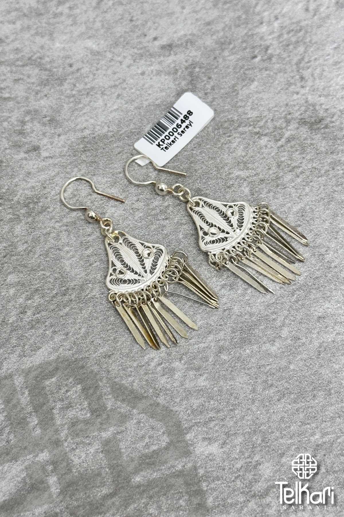 Çubuk Sallantılı Telkari Gümüş Küpe