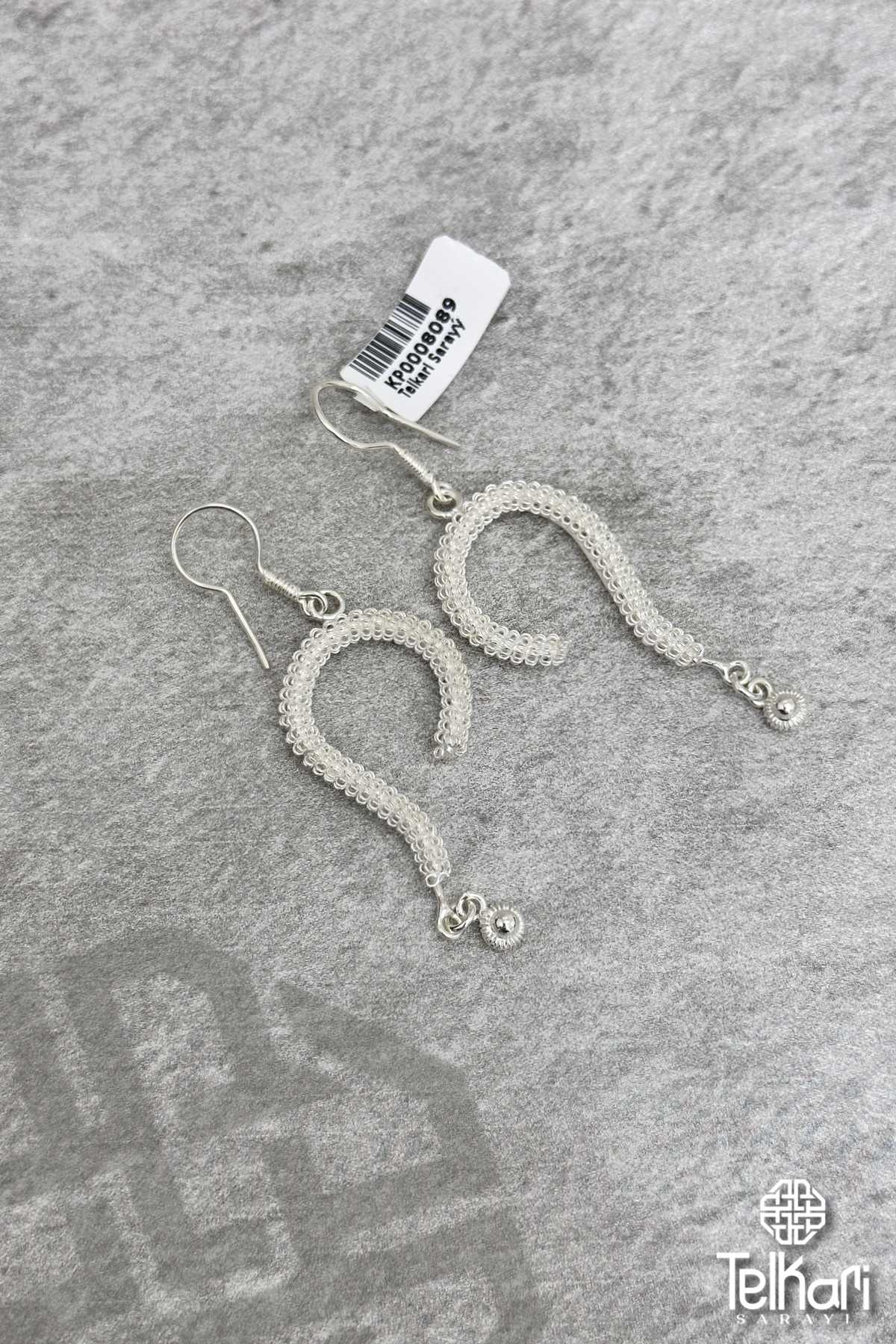 Soru İşareti Model Sallantılı Telkari Gümüş Küpe