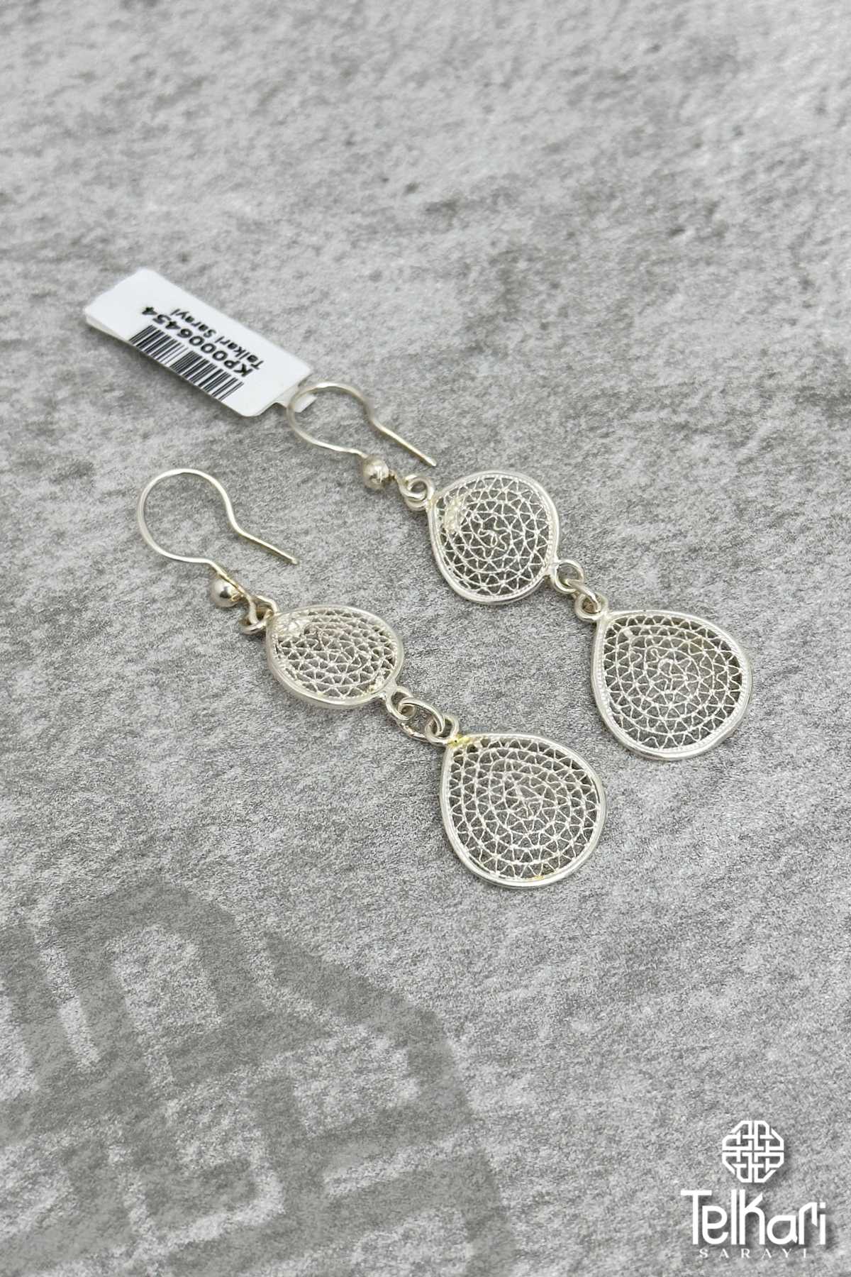 Damla Model Sallantılı Telkari Gümüş Küpe