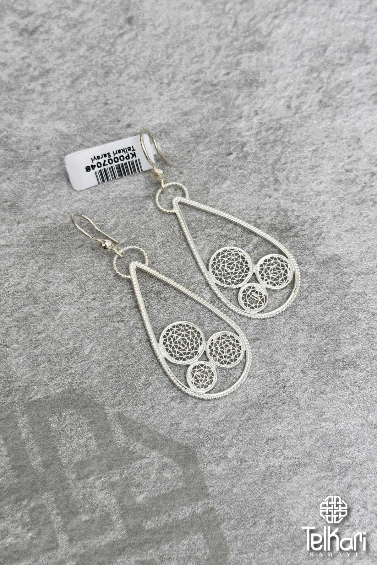 Sallantılı Telkari Gümüş Küpe