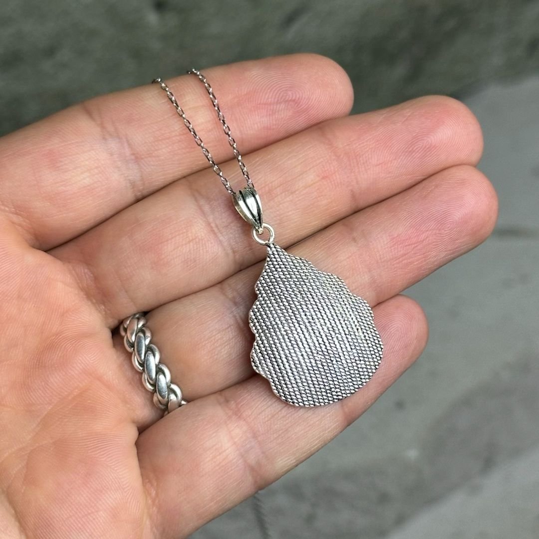 Parmak İzi Oksitli Telkari Gümüş Kolye