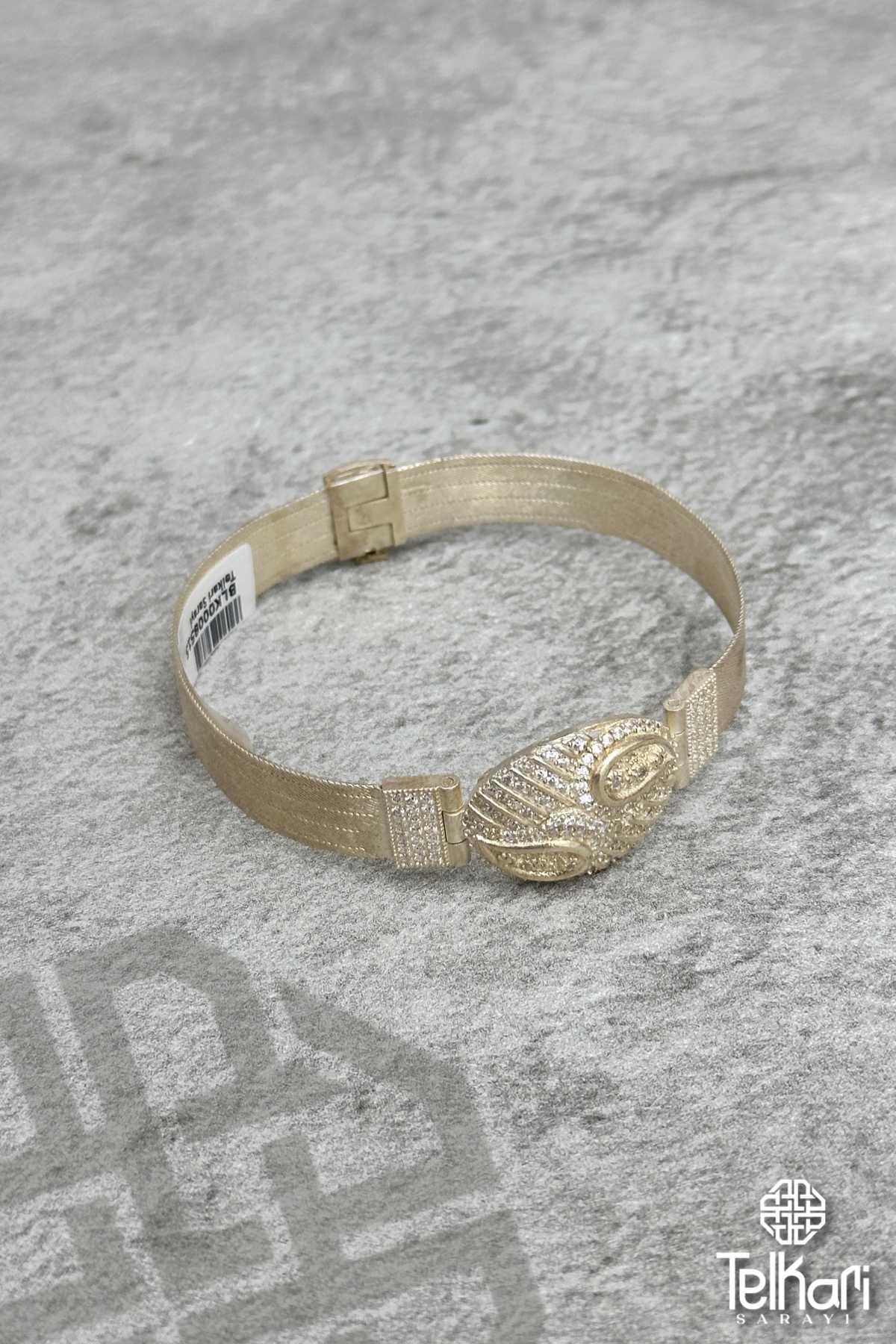 Taşlı Trabzon Hasırı Gümüş Bileklik