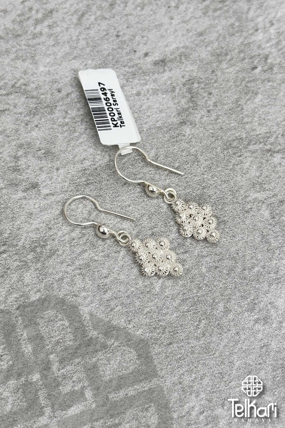 Mekik Model Sallantılı Telkari Gümüş Küpe