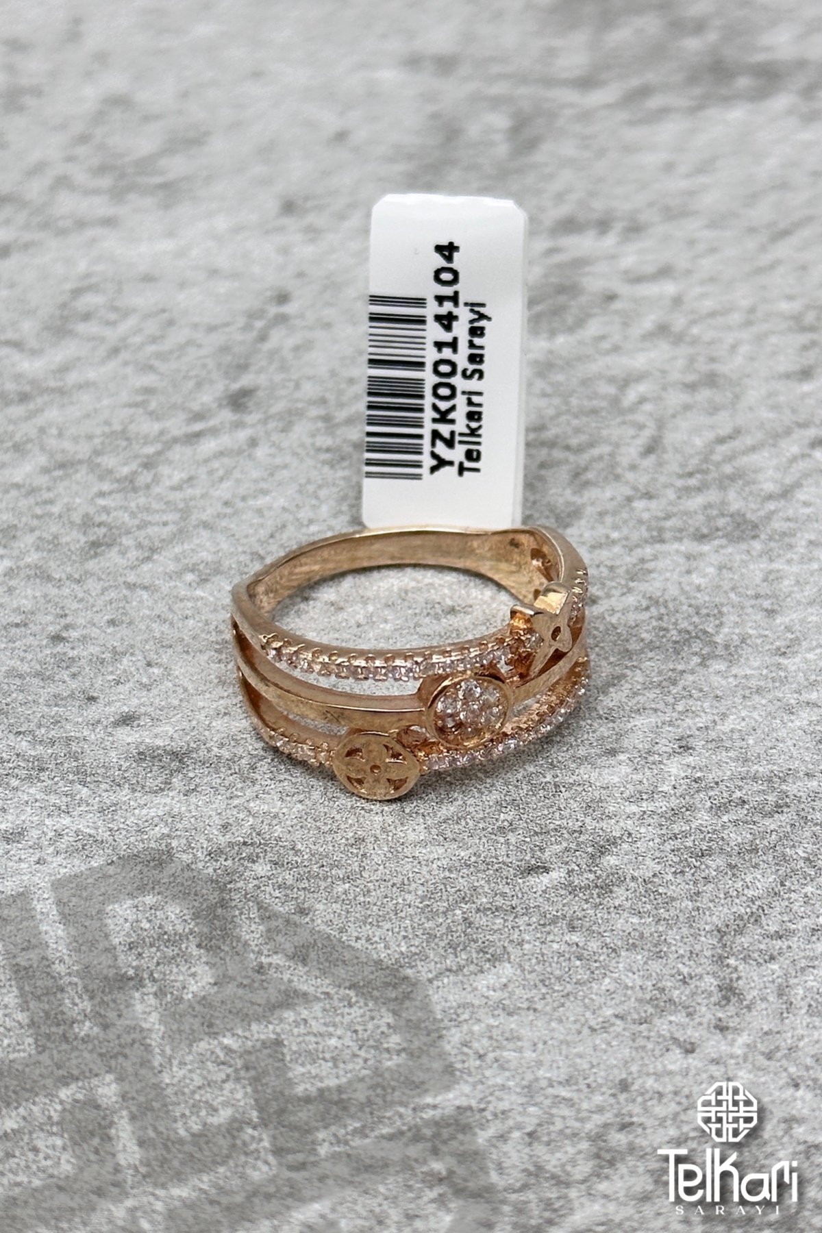 Sıralı Taşlı Rose Gümüş Yüzük