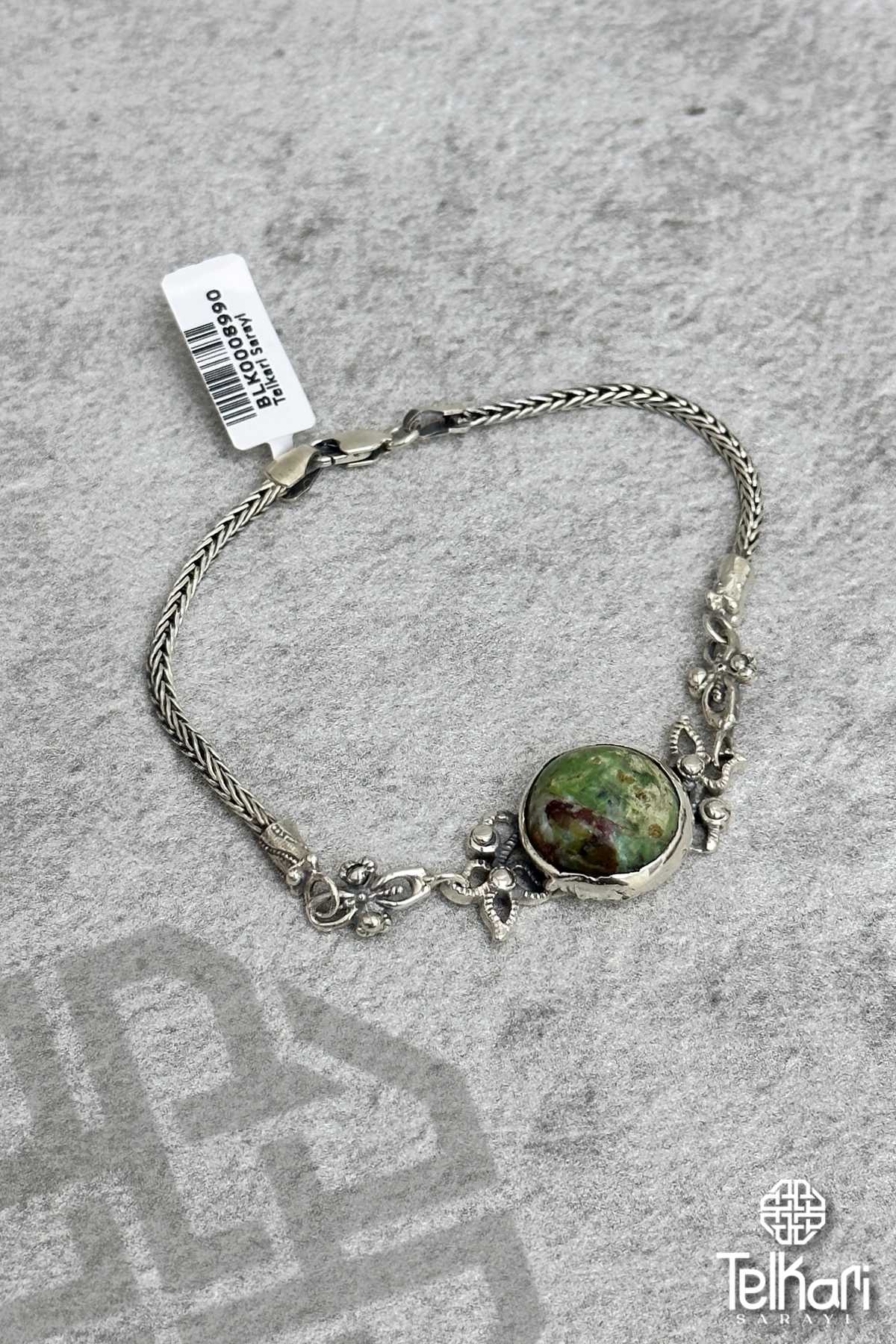 Firuze Taşlı Midyat Oksitli Telkari Gümüş Bileklik