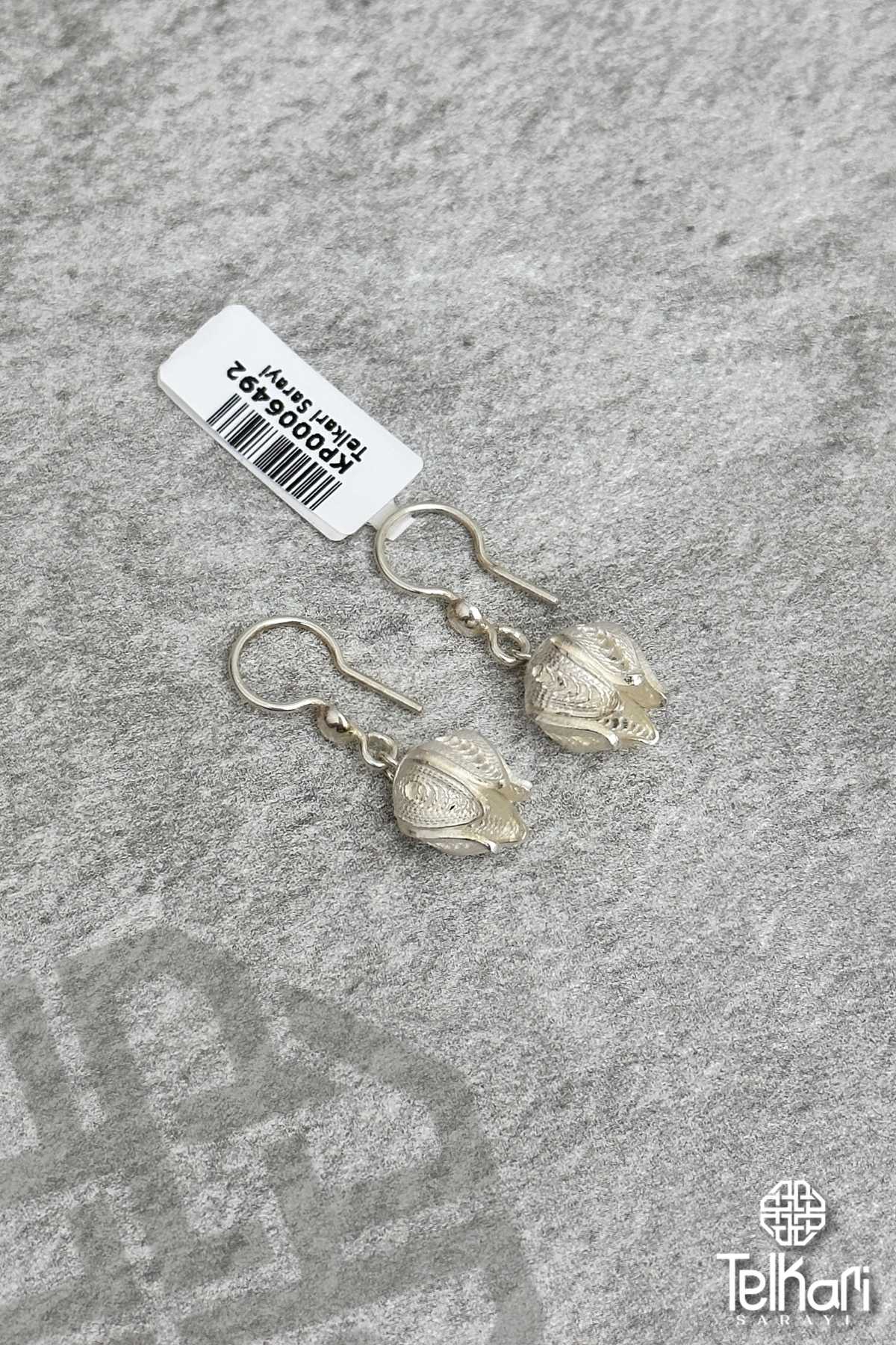 Gül Model Sallantılı Telkari Gümüş Küpe