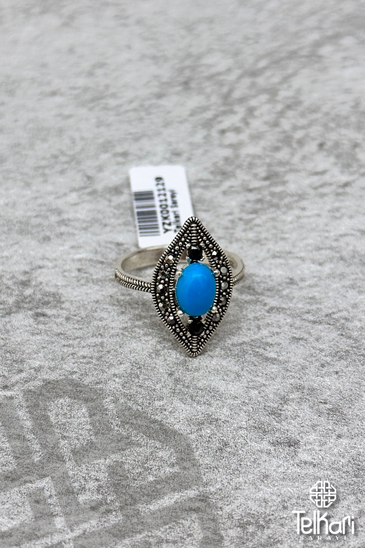 Özel Seri Firuze Taşlı Gümüş Markazit Yüzük