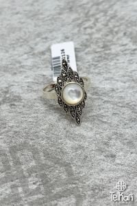 Sedef Taşlı Gümüş Markazit Yüzük