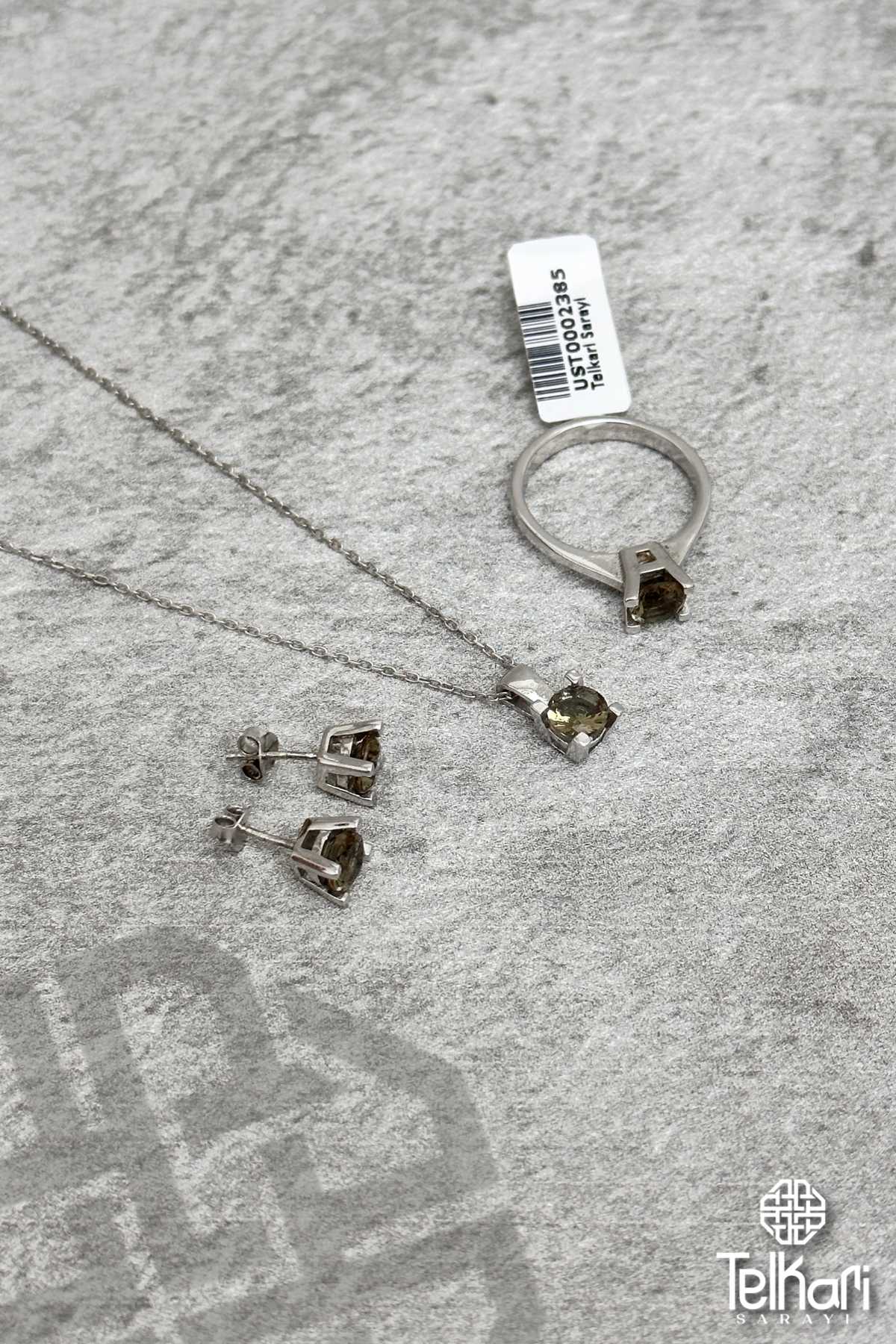 Elmas Model Renk Değiştiren Sultan Taşlı Gümüş Üçlü Set