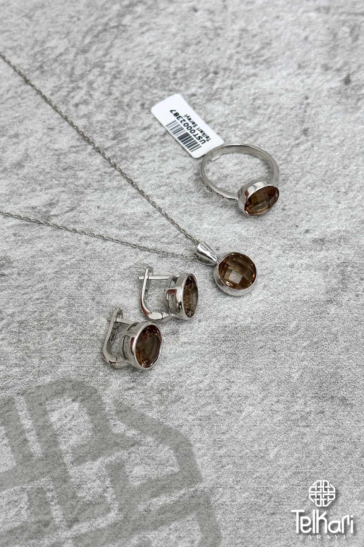 Yuvarlak Model Renk Değiştiren Sultan Taşlı Gümüş Üçlü Set