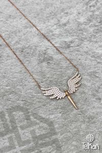 Angel Beyaz Kanat Melek Rose Gümüş Kolye