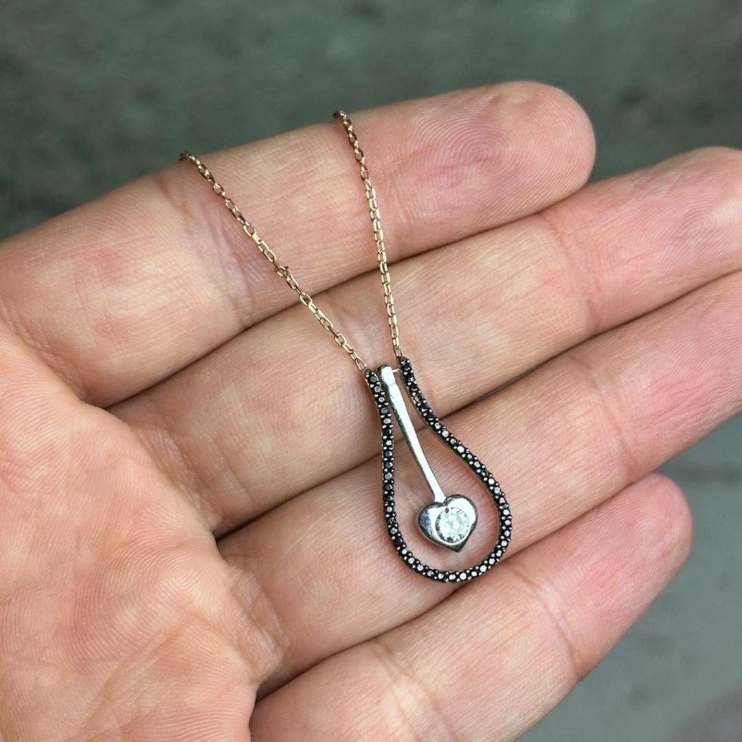 Zirkon Taşlı Rose Ampul Model Gümüş Kolye