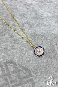 Altın Kaplama Nazar Boncuğu Gümüş Kolye