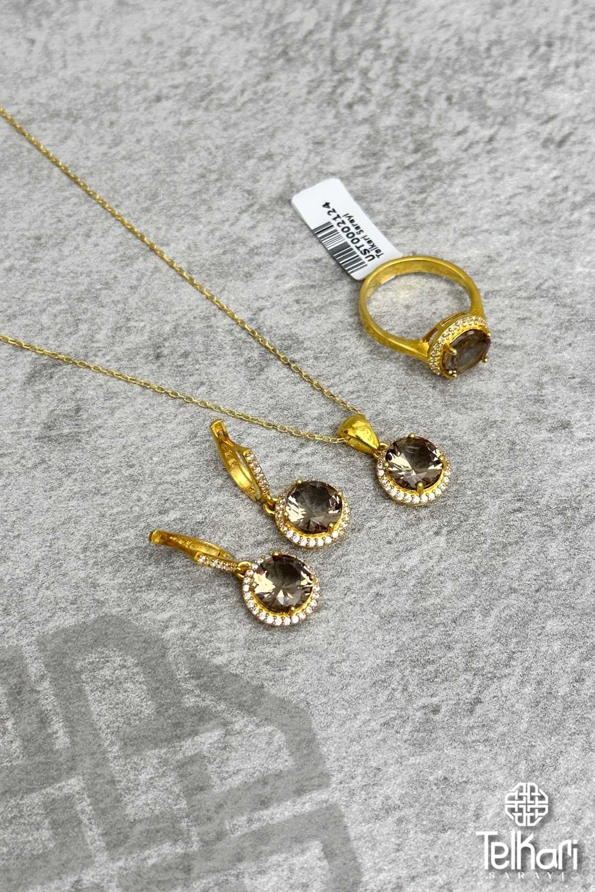 Orta Boy Yuvarlak Model Renk Değiştiren Sultan Taşlı Gold Gümüş Üçlü Set