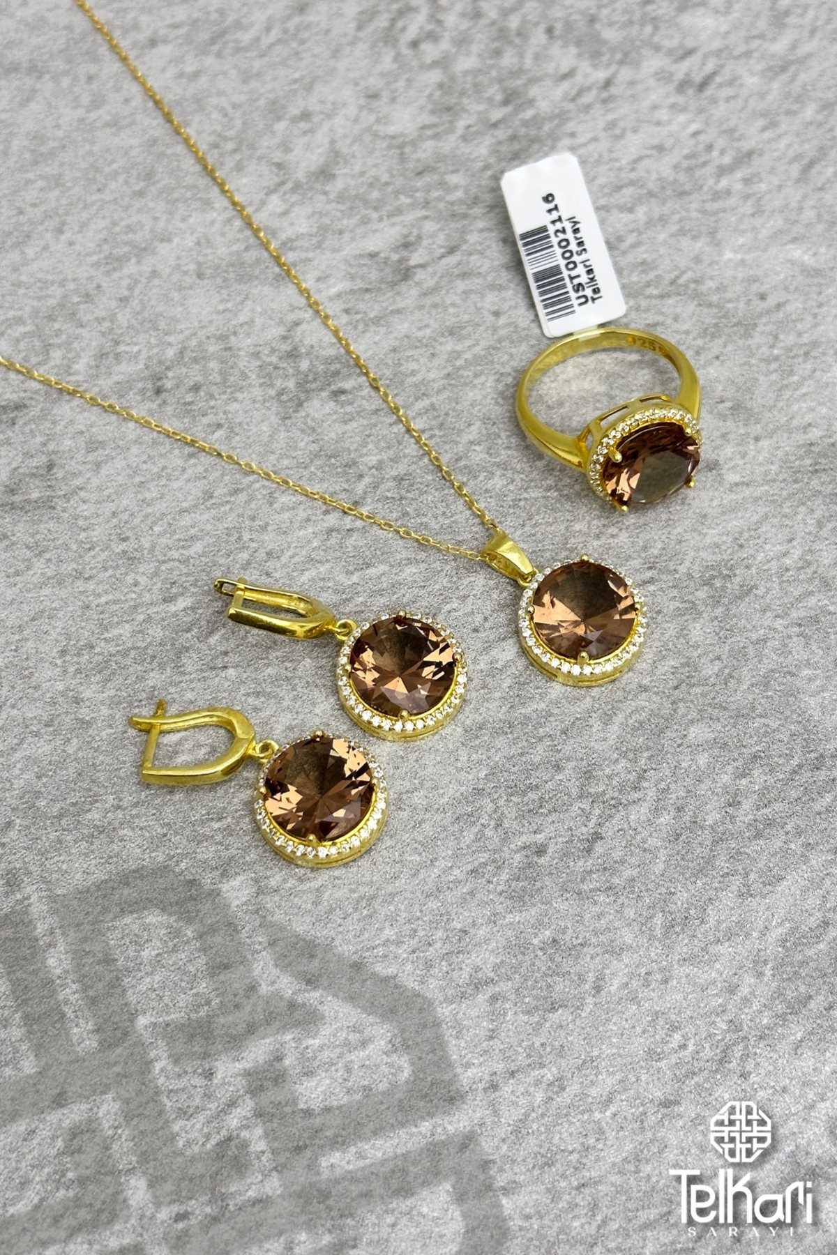 Büyük Boy Yuvarlak Model Renk Değiştiren Sultan Taşlı Gold Gümüş Üçlü Set