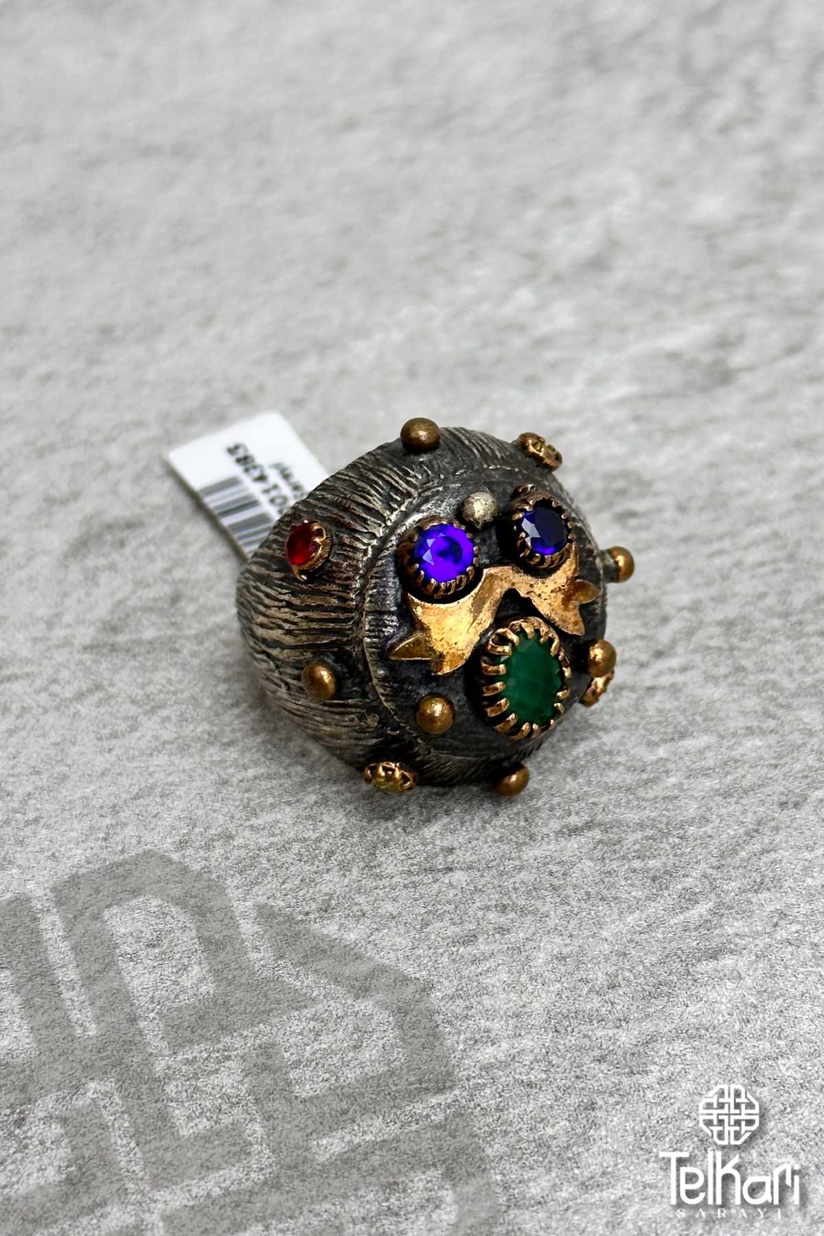 Yeşim Taşlı Tasarım Otantik Gümüş Yüzük