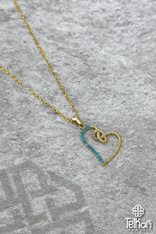 Altın Kaplama Kalpli Gümüş Kolye