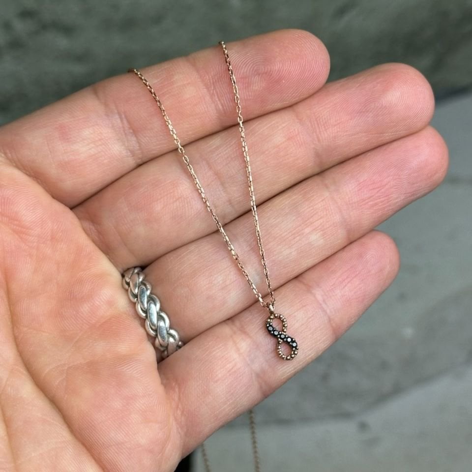 Küçük Boy Sonsuzluk Model Rose Kaplama 925 Ayar Gümüş Kolye