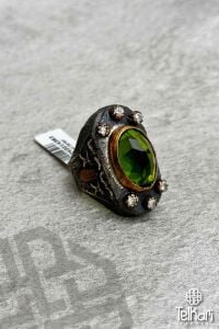 Oval Model Sitrin Taşlı Otantik Gümüş Yüzük