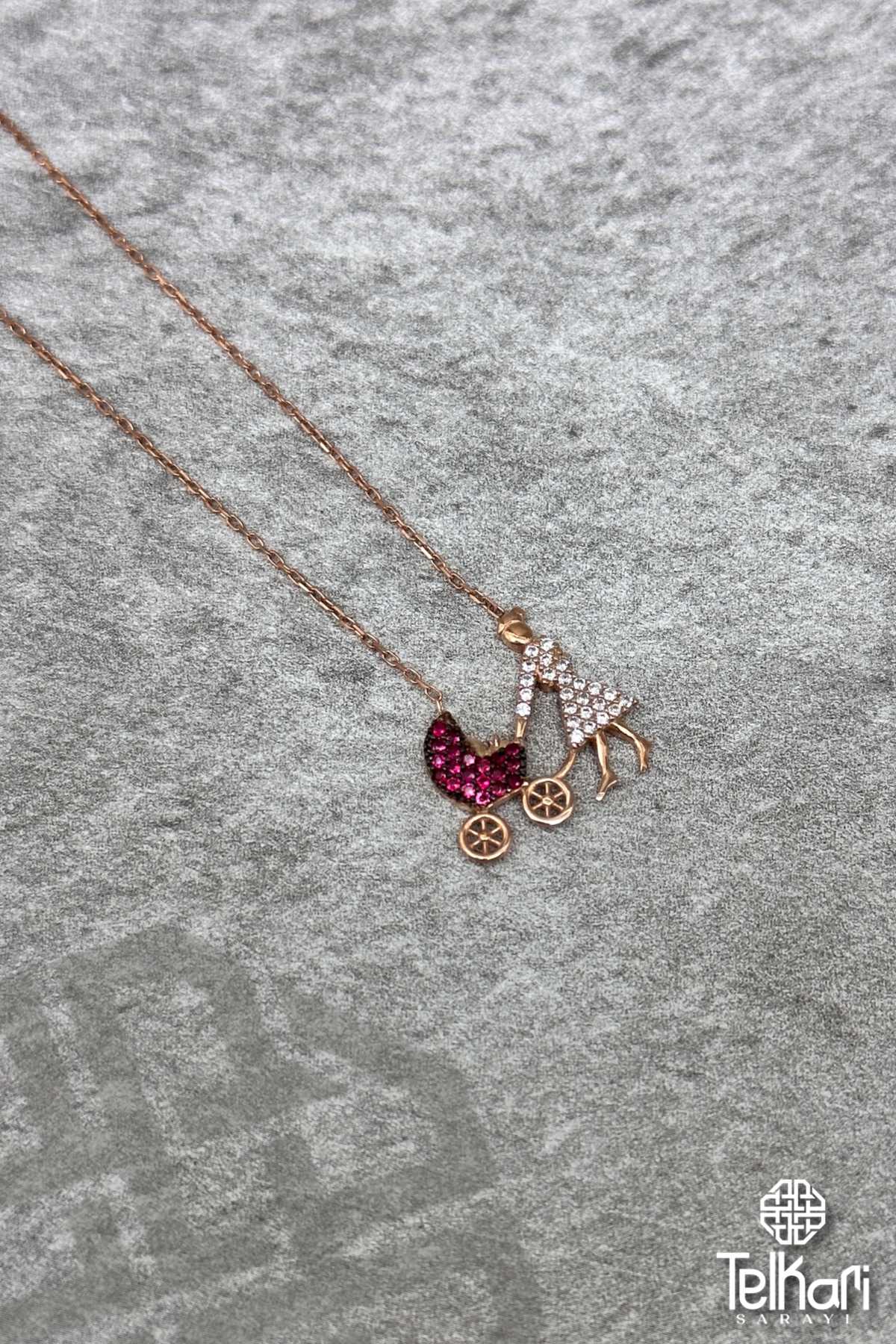 Anne Çocuk Tasarım Rose Gümüş Kolye