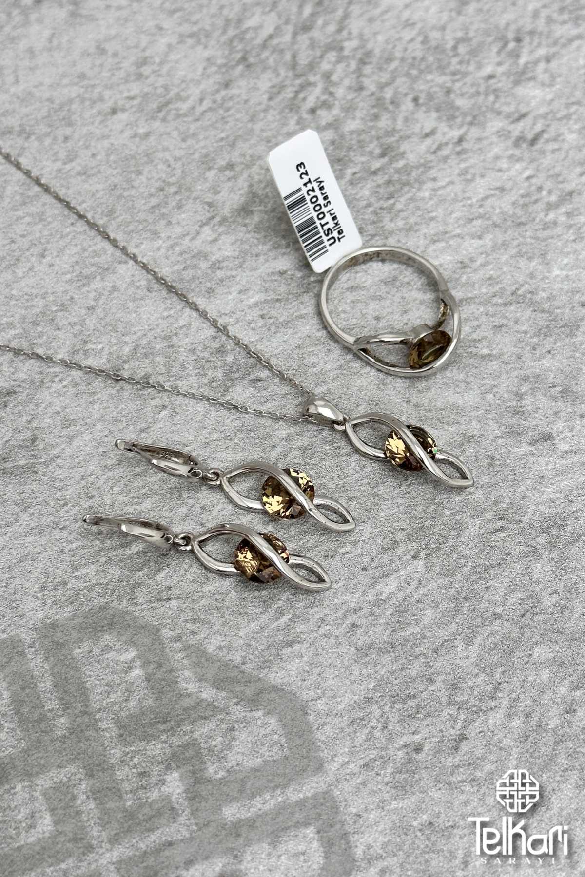 Geçişli Renk Değiştiren Sultan Taşlı Gold Gümüş Üçlü Set