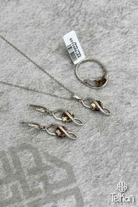 Geçişli Renk Değiştiren Sultan Taşlı Gold Gümüş Üçlü Set