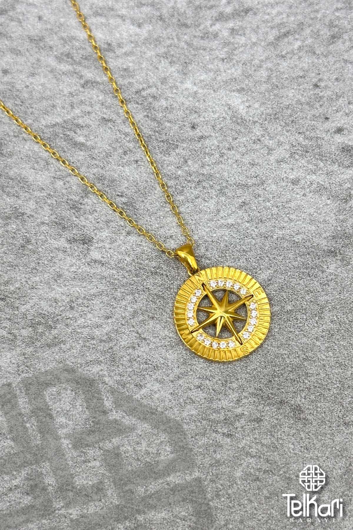 Kutup Yıldızı Gold Gümüş Kolye