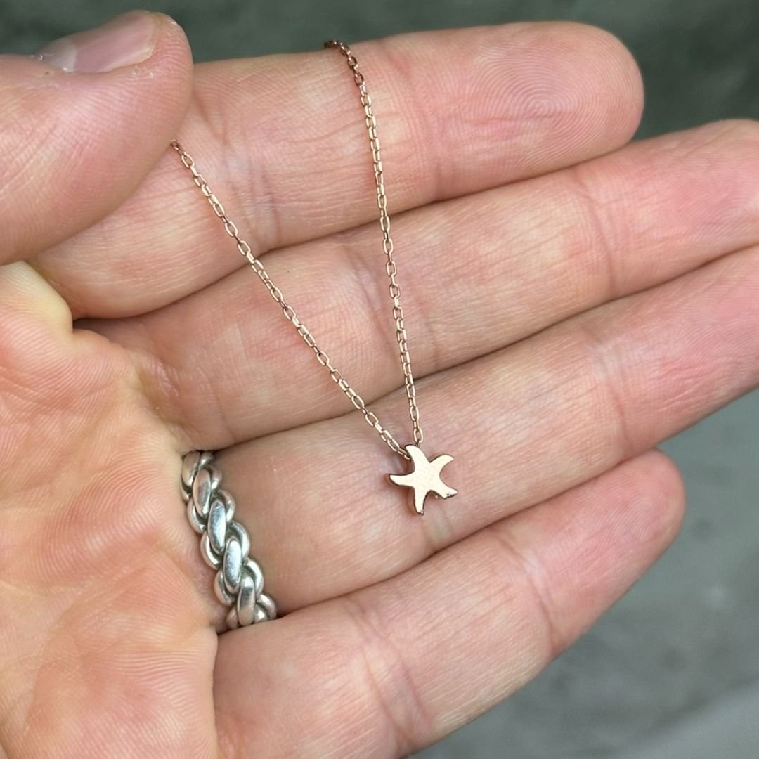 Küçük Boy Yıldız Model Rose Kaplama 925 Ayar Gümüş Kolye