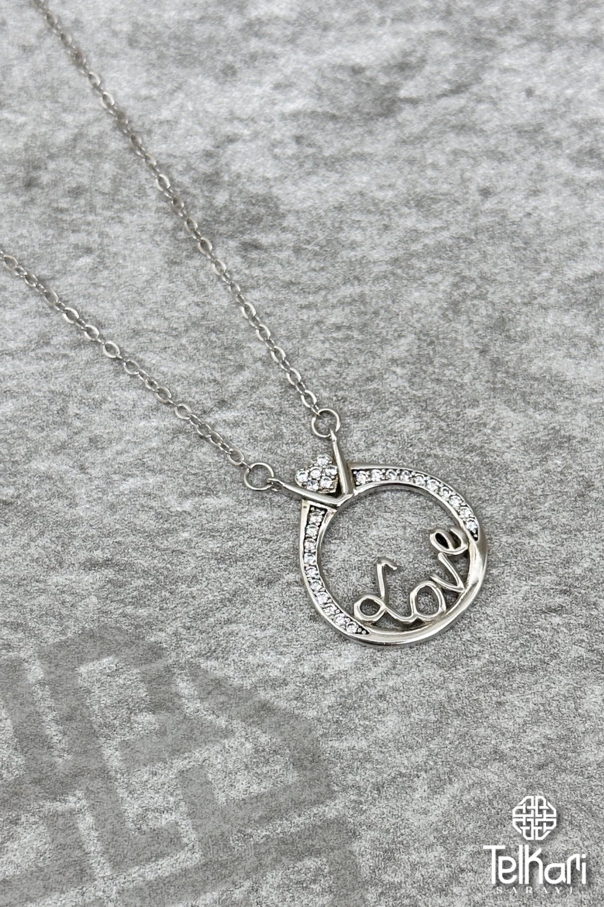 Tektaş Model Love Gümüş Kolye