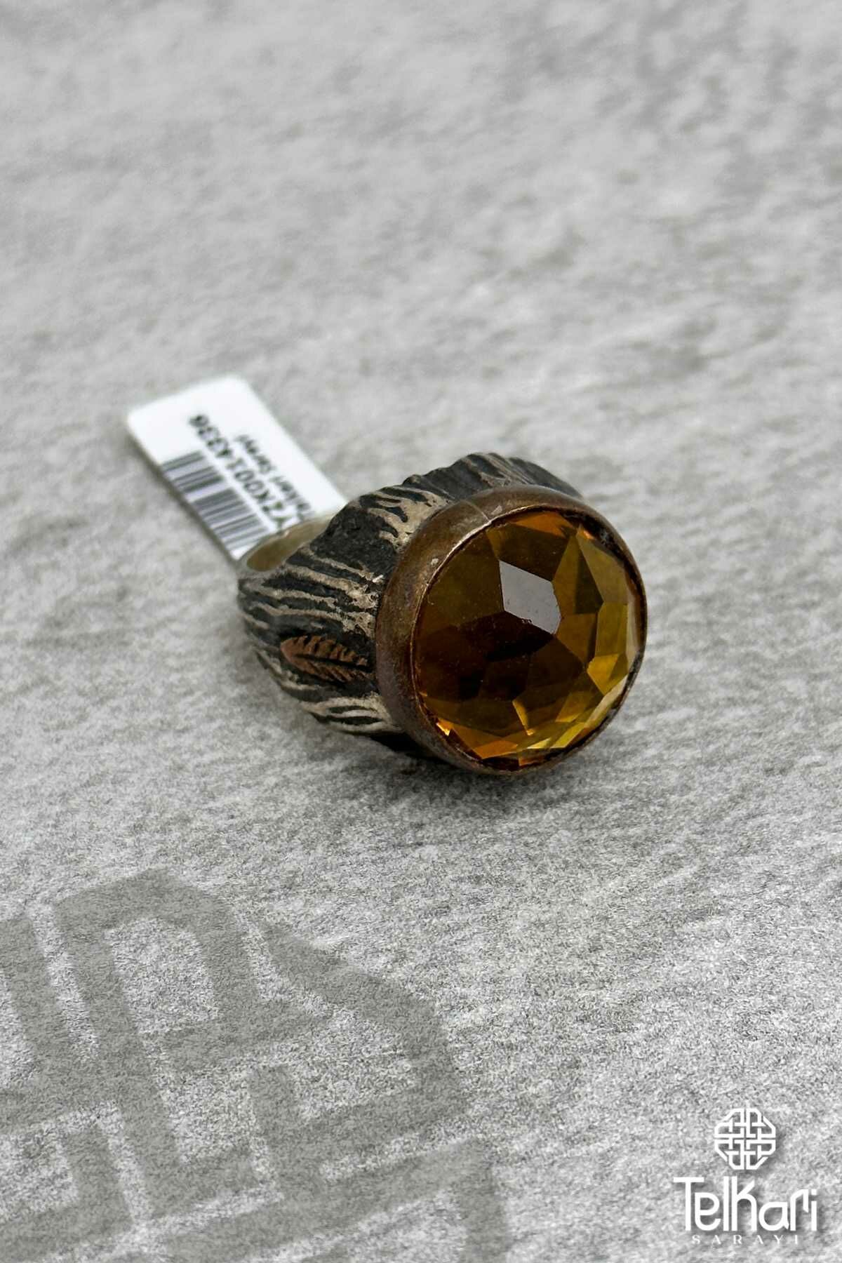 Sitrin Taşlı Otantik Gümüş Yüzük