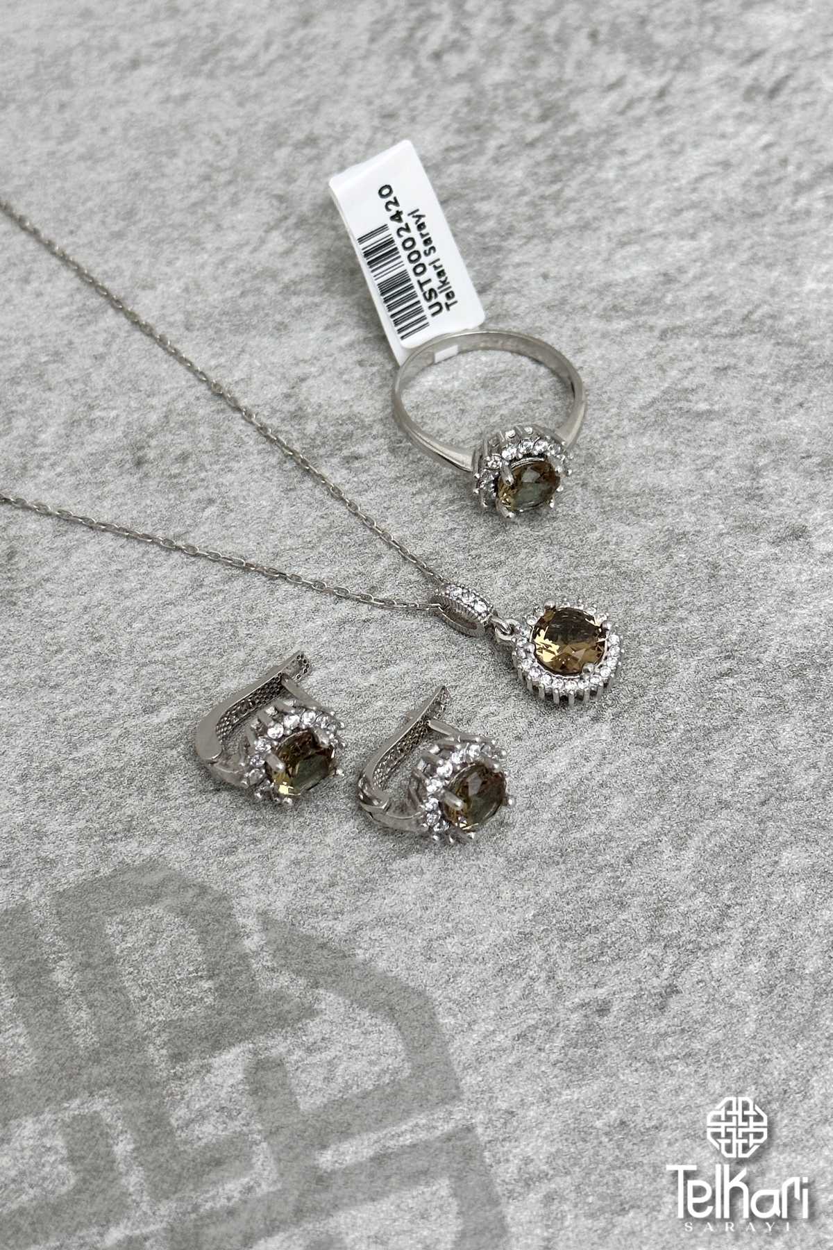 Güneş Model Renk Değiştiren Sultan Taşlı Gümüş Üçlü Set