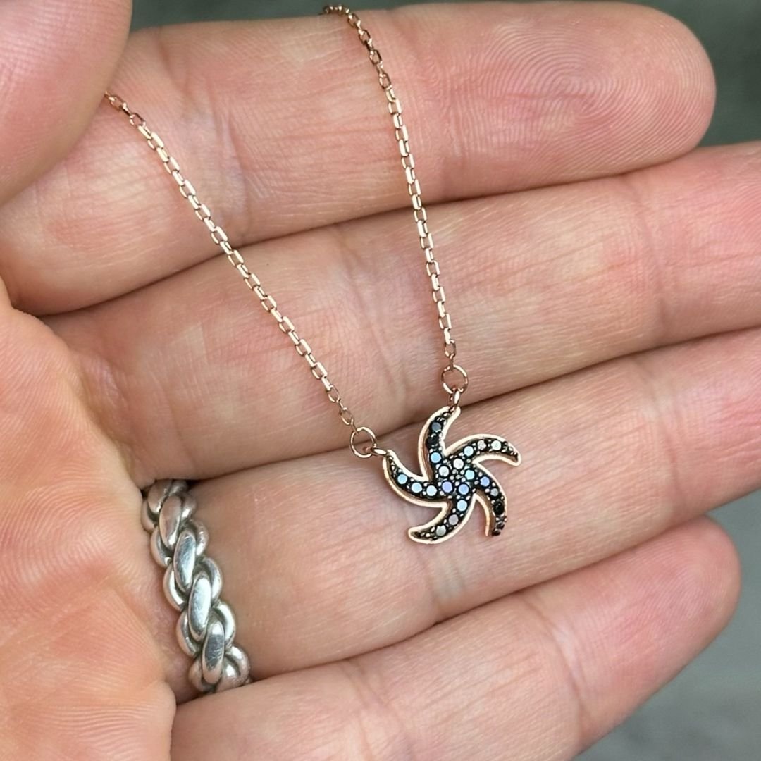 Rose Kaplama 925 Ayar Gümüş Deniz Yıldızı Kolye