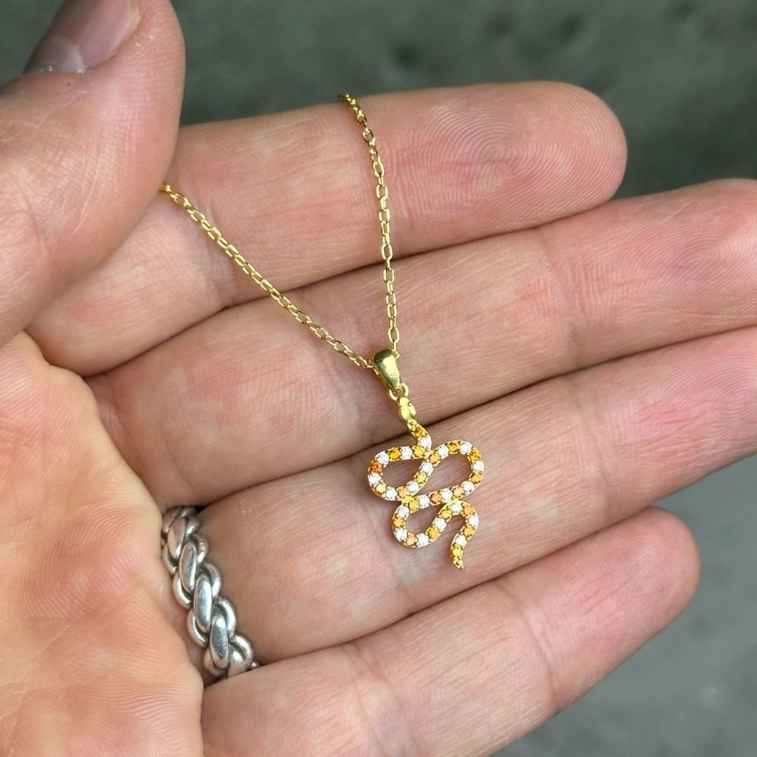 Gold Kaplama 925 Ayar Gümüş Yılan Model Kolye