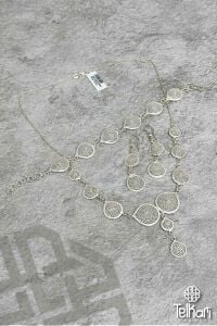 Damla Örgü Model Telkari Gümüş Üçlü Set