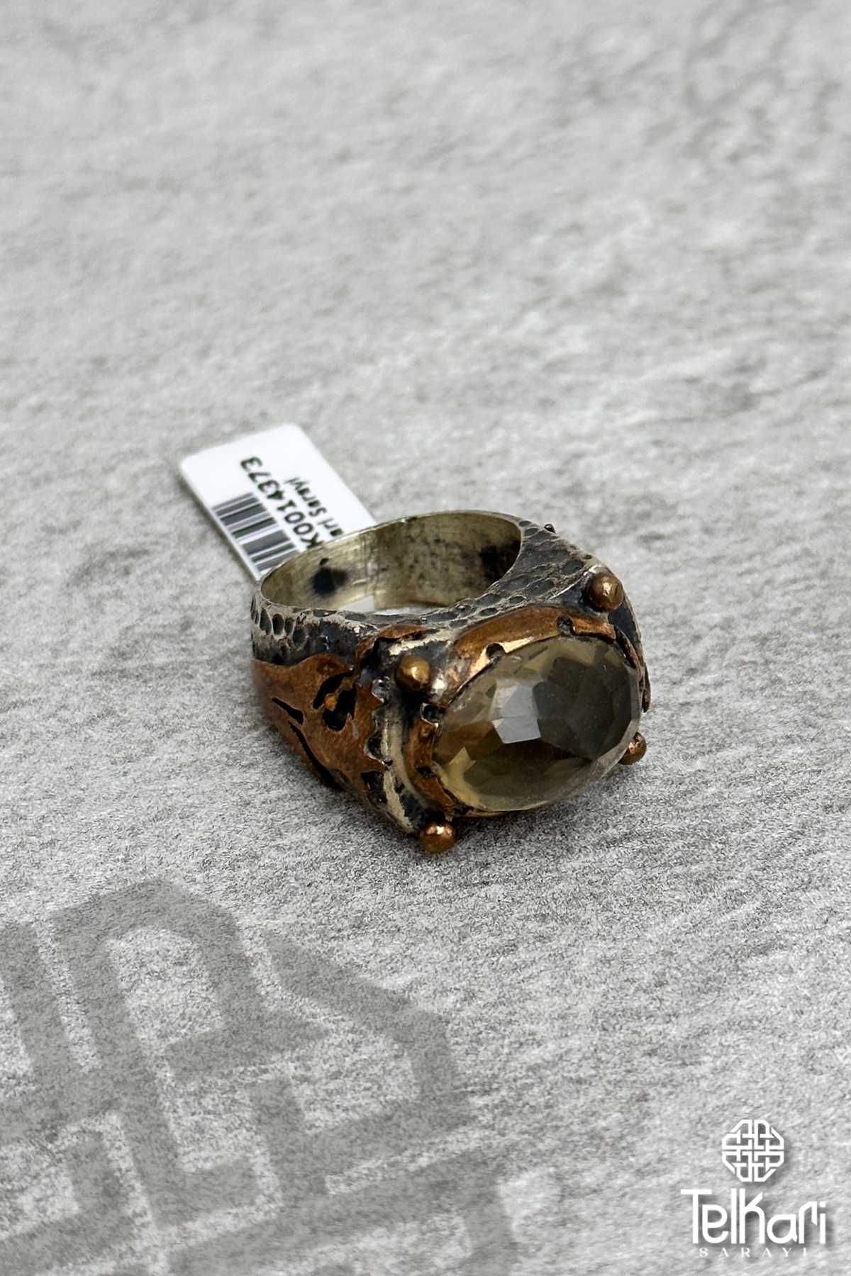 Sitrin Taşlı Tasarım Otantik Gümüş Yüzük