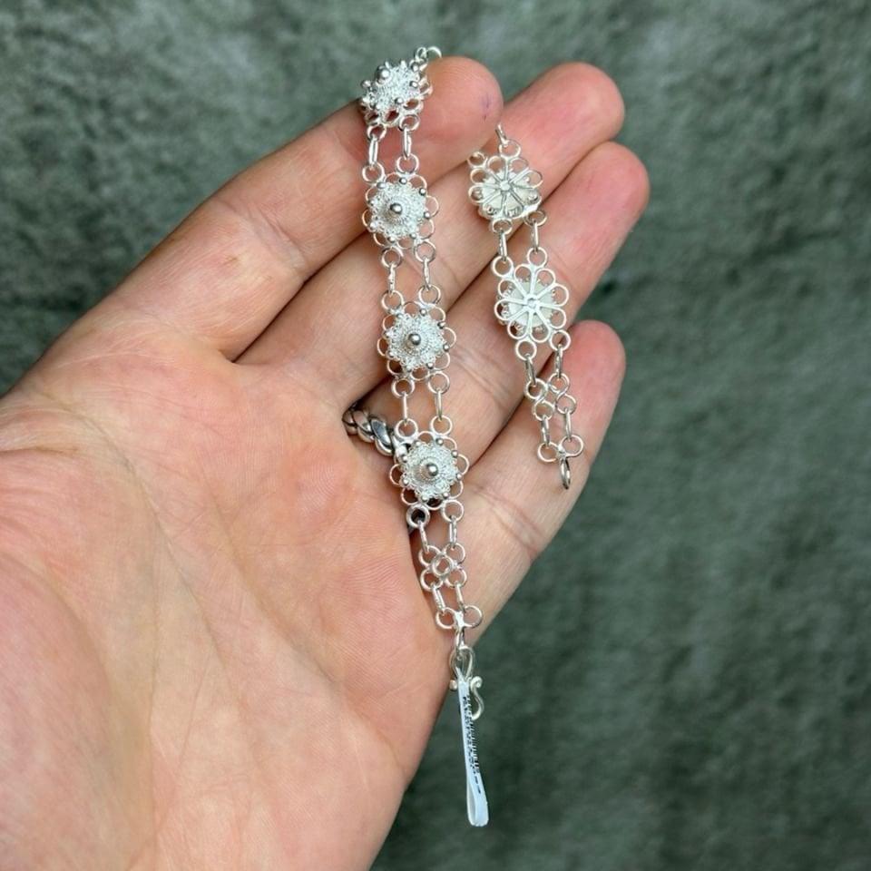 Sıralı Şans Model 925 Ayar Gümüş El İşçilikli Telkari Bileklik