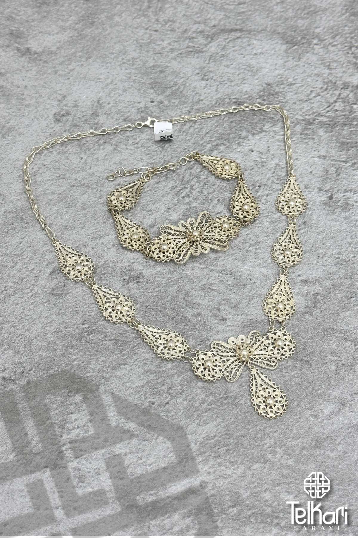 El İşçiliği Telkari Gümüş Üçlü Set