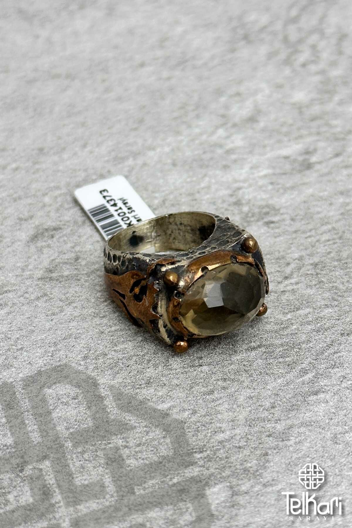 Sitrin Taşlı Tasarım Otantik Gümüş Yüzük