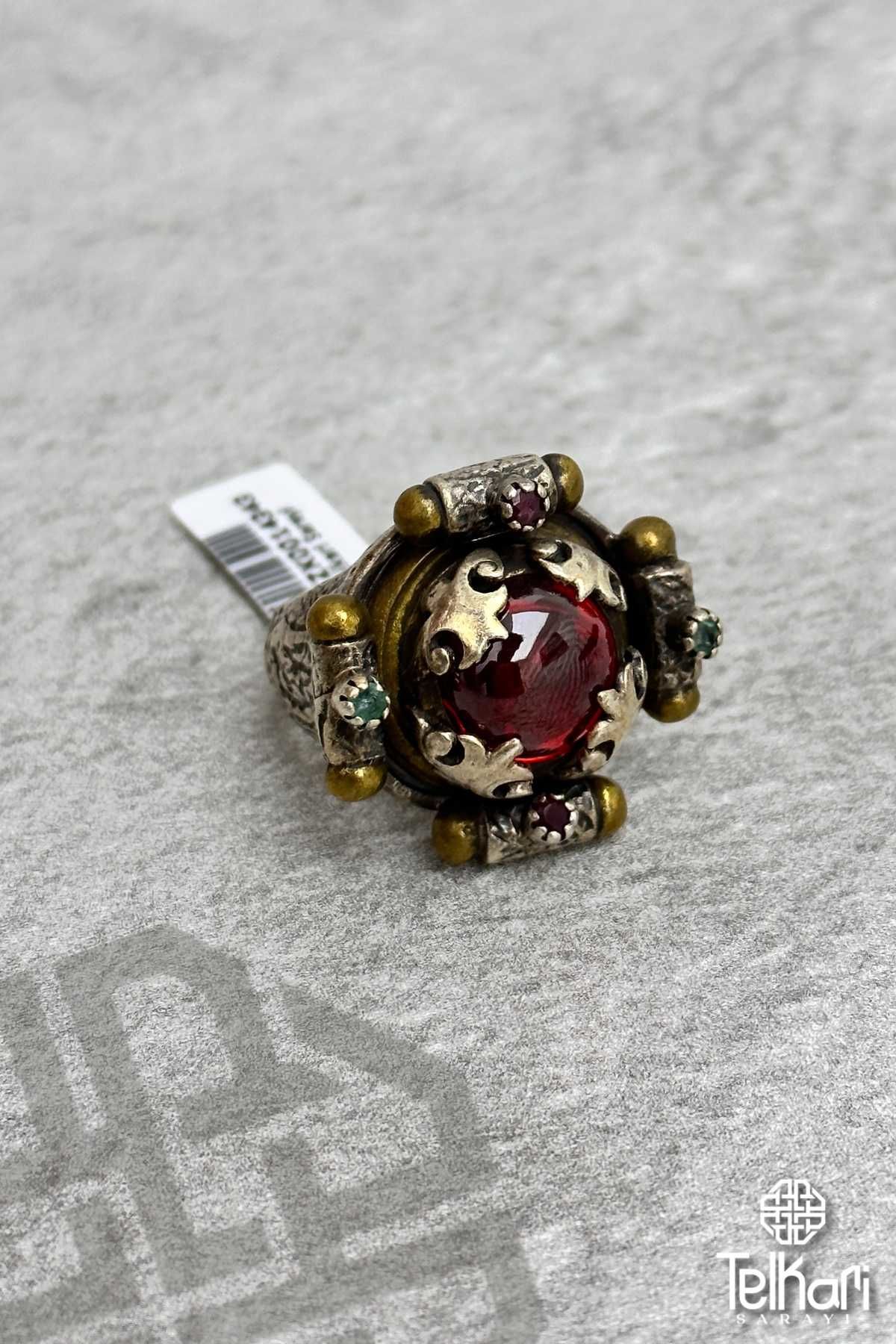 Lal Taşlı Otantik Gümüş Yüzük