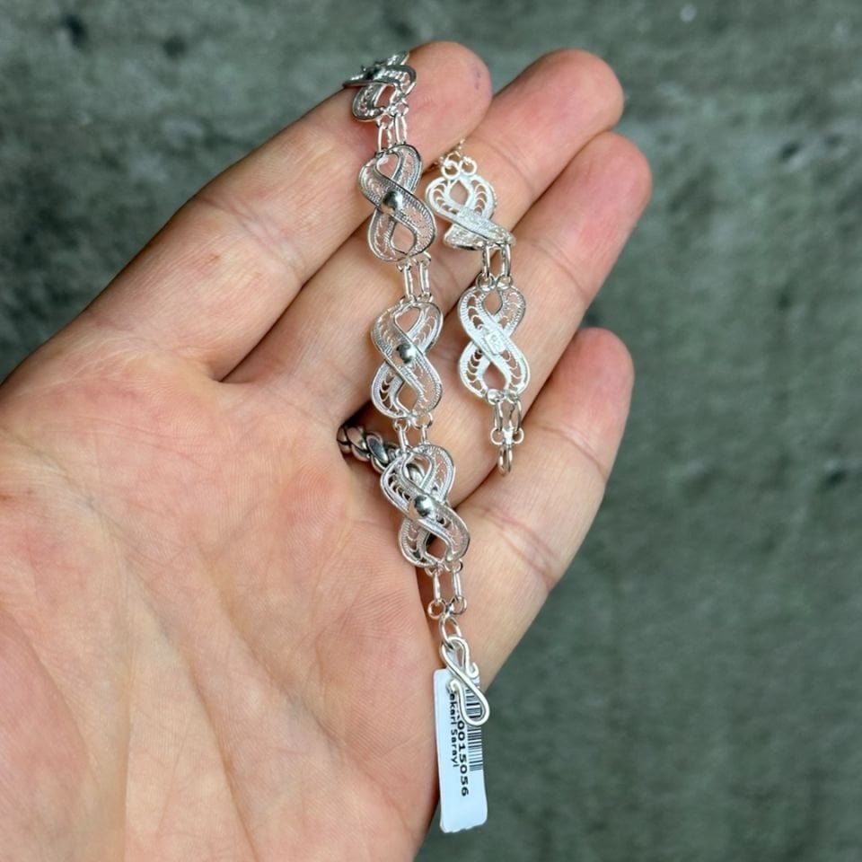 925 Ayar Gümüş Sonsuzluk Model El İşçilikli Telkari Bileklik