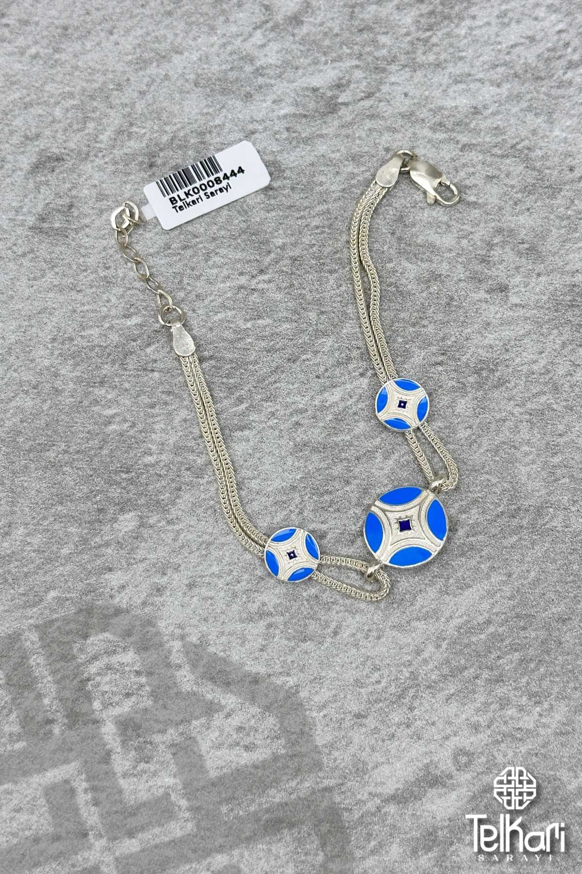 Mine İşlemeli Midyat Hasırı Gümüş Bileklik