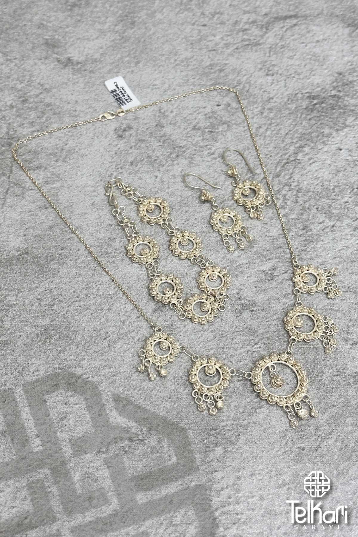 El İşçiliği Telkari Gümüş Üçlü Set