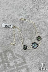 Damla Desen Mineli Midyat Hasırı Gümüş Bileklik