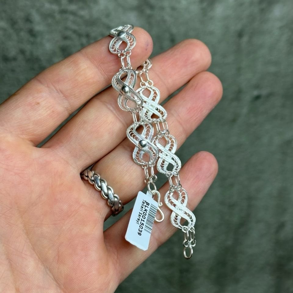 Sonsuzluk Model 925 Ayar Gümüş El İşçilikli Telkari Bileklik