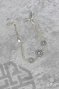 Otantik Desen Mineli Midyat Hasırı Gümüş Bileklik