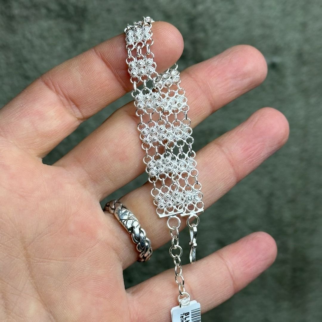 El İşçiliği 925 Ayar Telkari Gümüş Bileklik