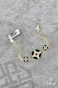 Mineli Midyat Hasırı Gümüş Bileklik