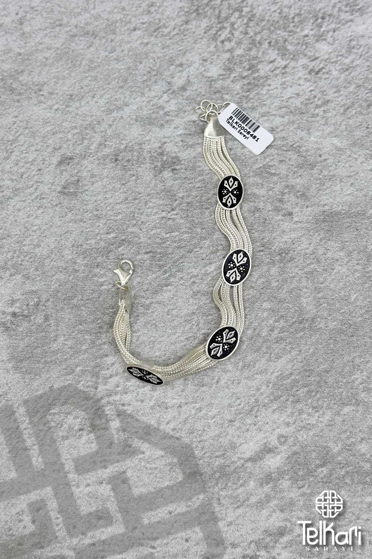 Asur Motifli Midyat Hasırı Gümüş Bileklik