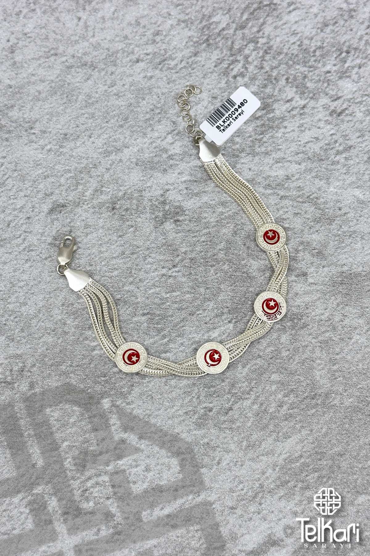 Ay Yıldızlı Sarmal Midyat Hasırı Gümüş Bileklik