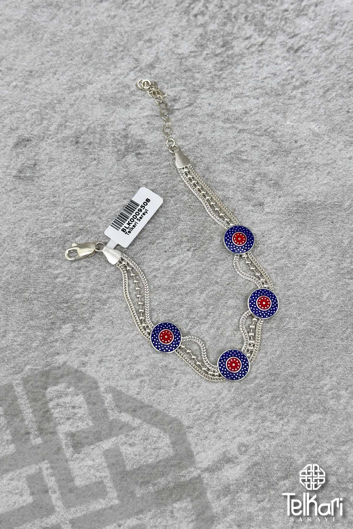 Mine İşlemeli Midyat Hasırı Gümüş Bileklik